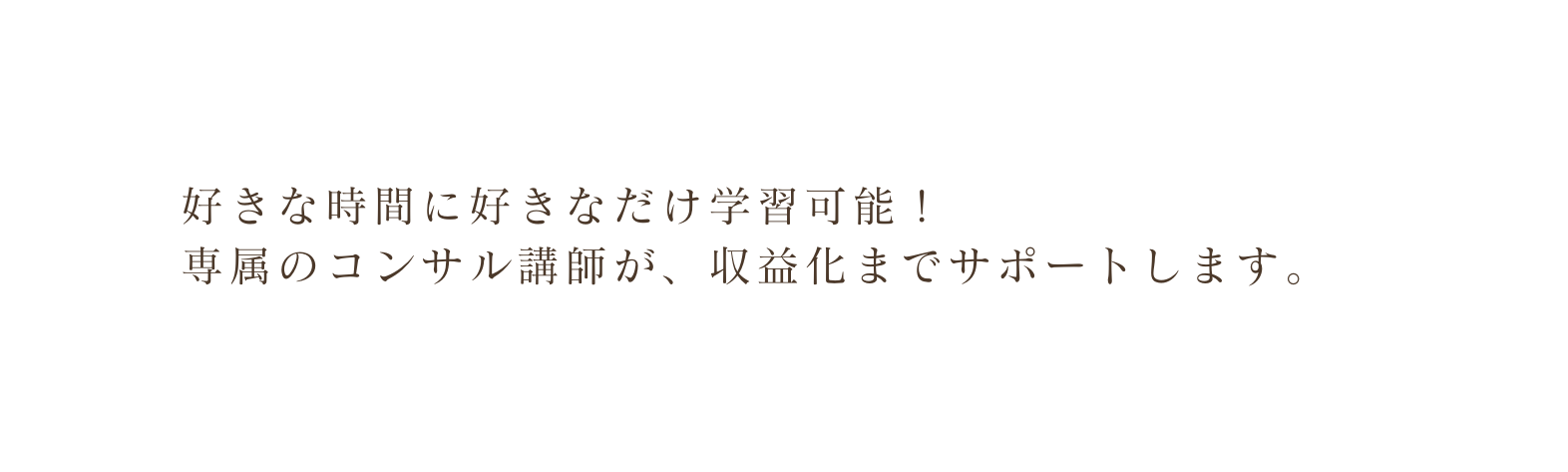 好きな時間に好きなだけ学習可能 専属のコンサル講師が 収益化までサポートします